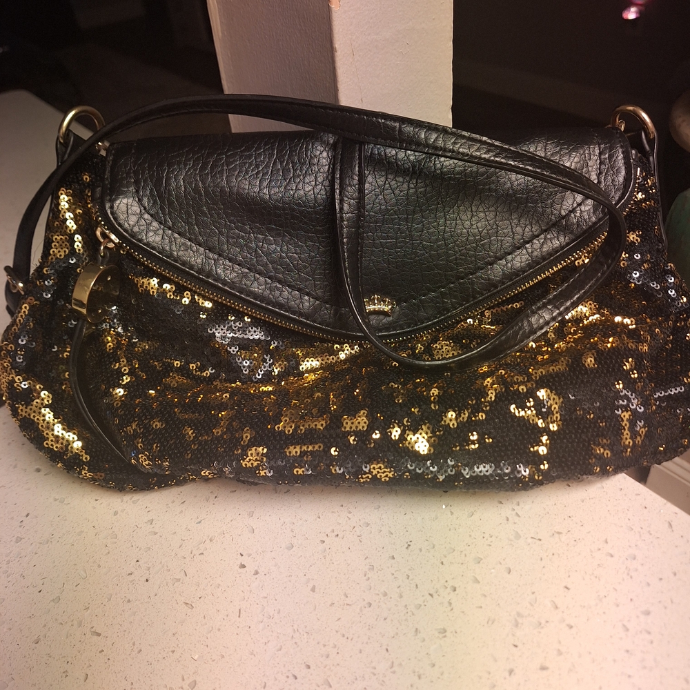 NWOT Vintage Juicy Couture Black and Gold Sequin Women's Bag.
